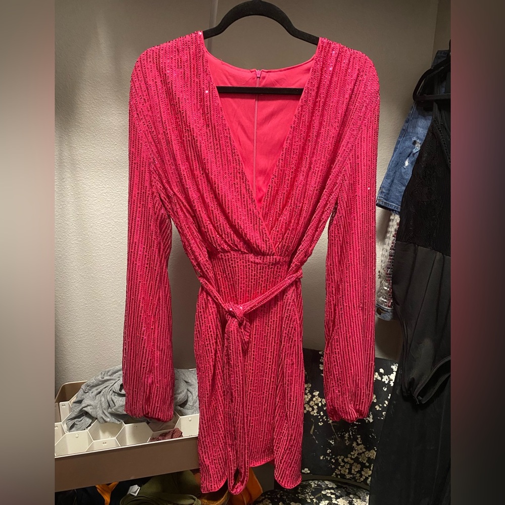 Pink Sequins Dress XL